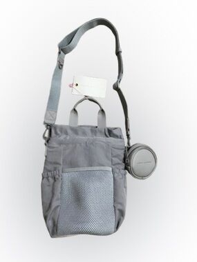 Poppy & Peonies Gray Crossbody Tote with Detachable Coin Pouch